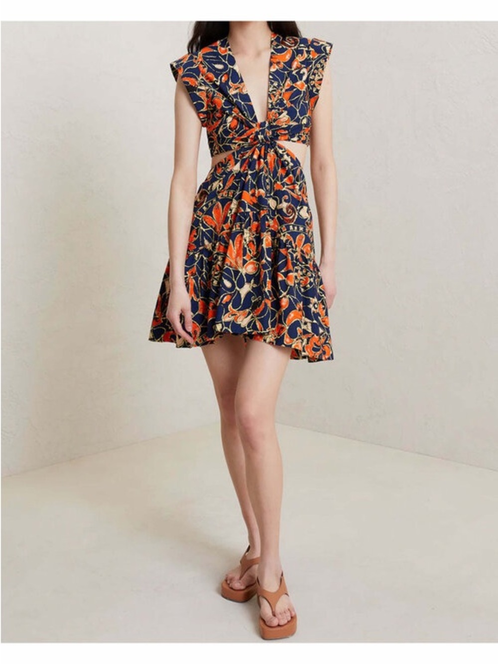 A.L.C Sea Multi Cutout Lexi Mini Dress in Orange/Navy Size 4